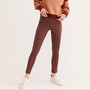 Free People Carnaby Pattern Stretch Slim Fit Pants Size 0